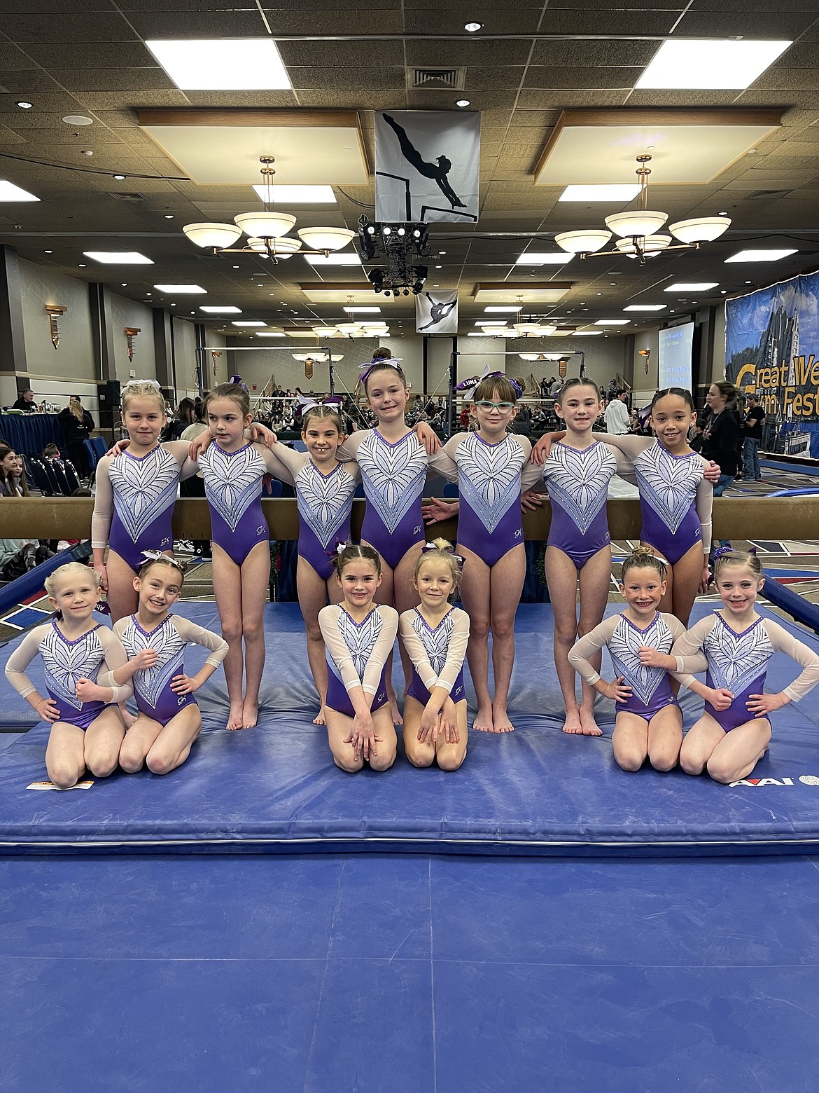 Courtesy photo
Avant Coeur Level 3s take 3rd Place Team at the Great West Gym Fest competition at The Coeur d'Alene Resort. In the front row from left are Abigail Dellara, Cj Destepano, Avonlea Cotten, Eve Seaman, Paisley Moore and Lacey Bitnoff; and back row from left, Lizzy Gonzales, Lennox McClennen, Klair Madsen, Addy Enns, Luna Perez, Ruby Brucick and Saige Cruz.