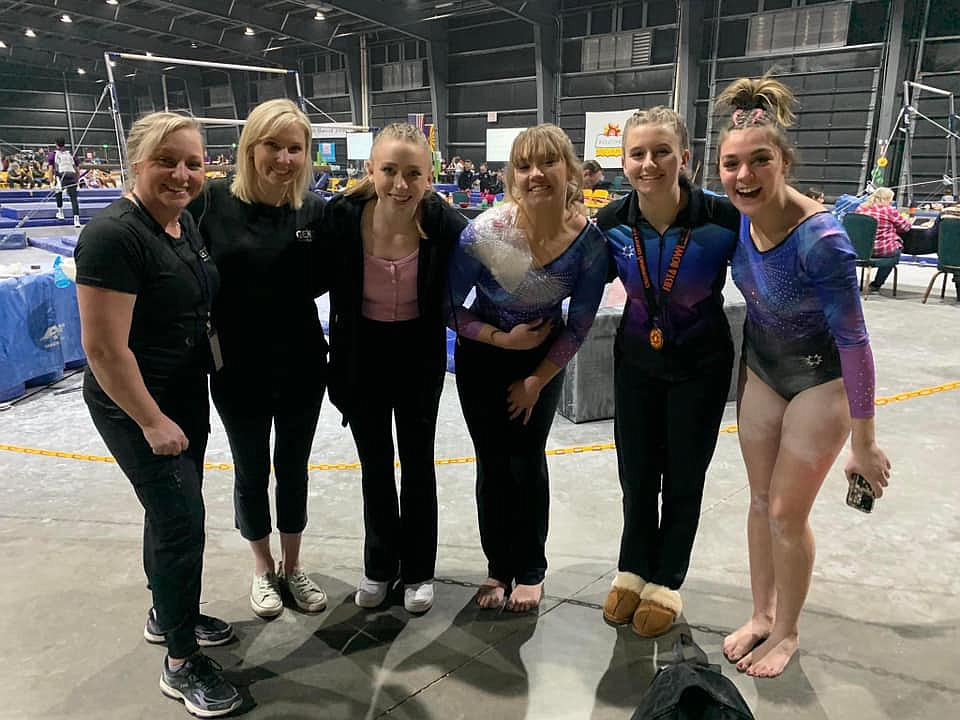 Courtesy photo
GEMS Athletic Center Platinum, Diamond and Gold athletes and coaches traveled to Chandler, Ariz., for the 50th annual Fiesta Bowl the weekend of Feb. 18-20. From left are Ashley Ferguson, Meloney Butcher, Taryn Olson, Riley Walton, Makenna Hillman and Keana Pettyjohn.