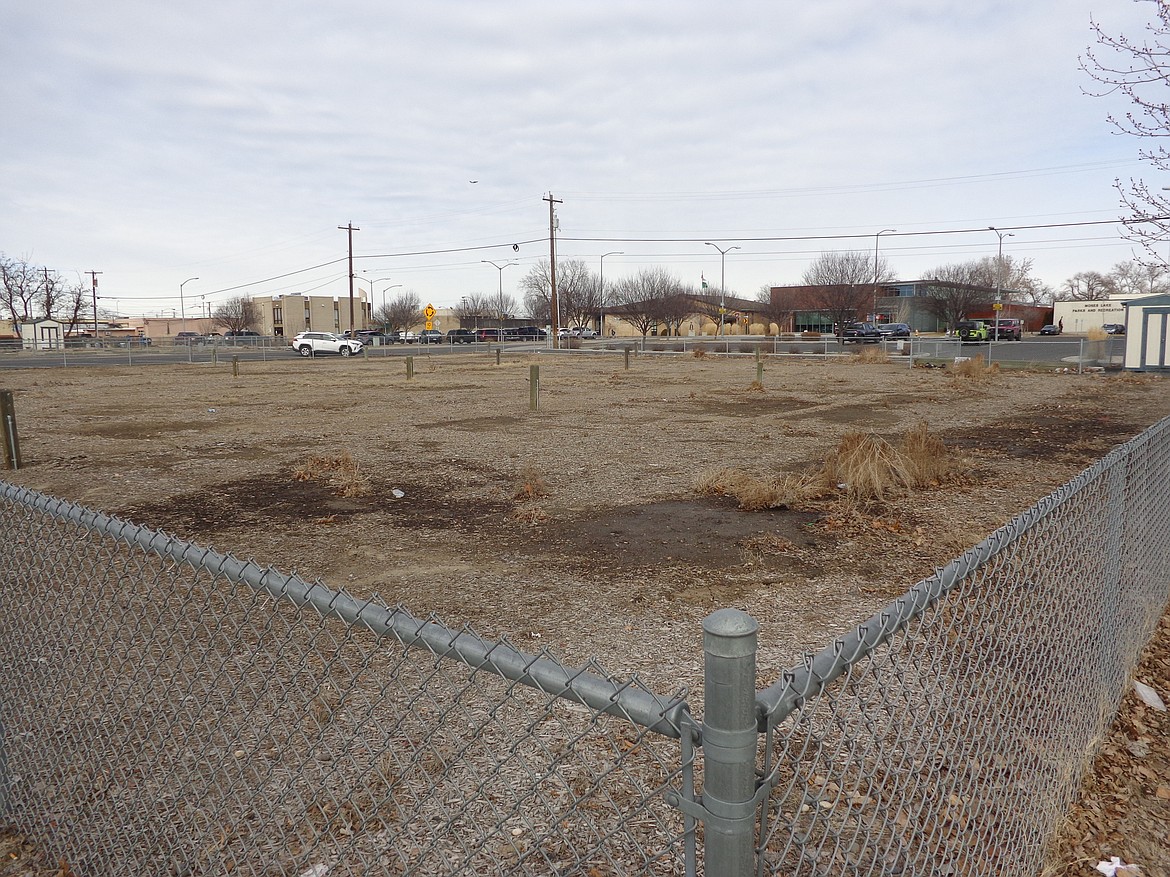 The lot at the corner of Alder Street and 4th Avenue near the Moses Lake Civic Center where the city of Moses Lake plans to construct a food truck court.