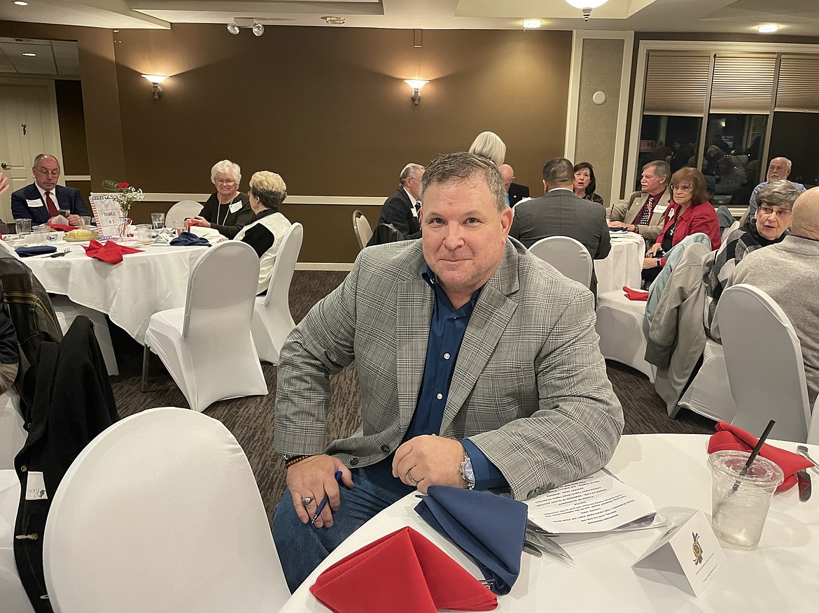 David Hunt, newly elected chair of the Grant County Republican Party, at the GOP’s Lincoln Day fundraising dinner at the Pillar Rock Grill on Saturday.