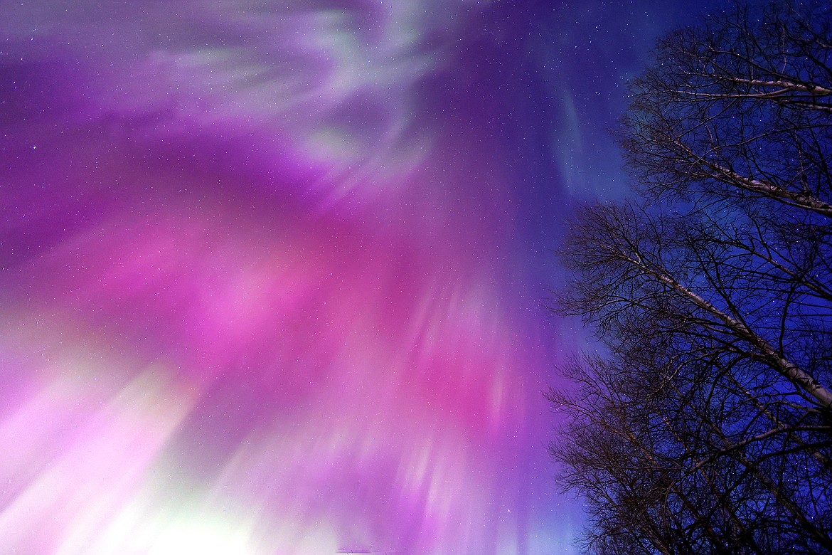 The aurora visible directly overhead near Whitefish Sunday, Feb. 26. (Jeremy Weber/Daily Inter Lake)