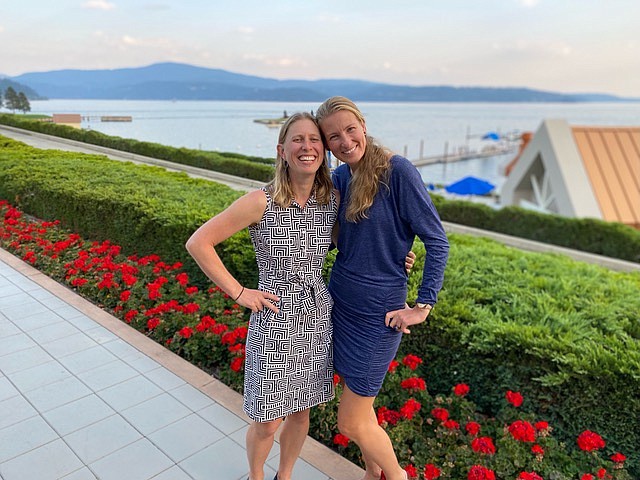 Maria Kostina Angel (left) and her sister Anastasia Kostina share a passion and a talent for golf. The sisters have coached and competed together, and now they've invented an app together, in collaboration with Maria's husband, David Angel.