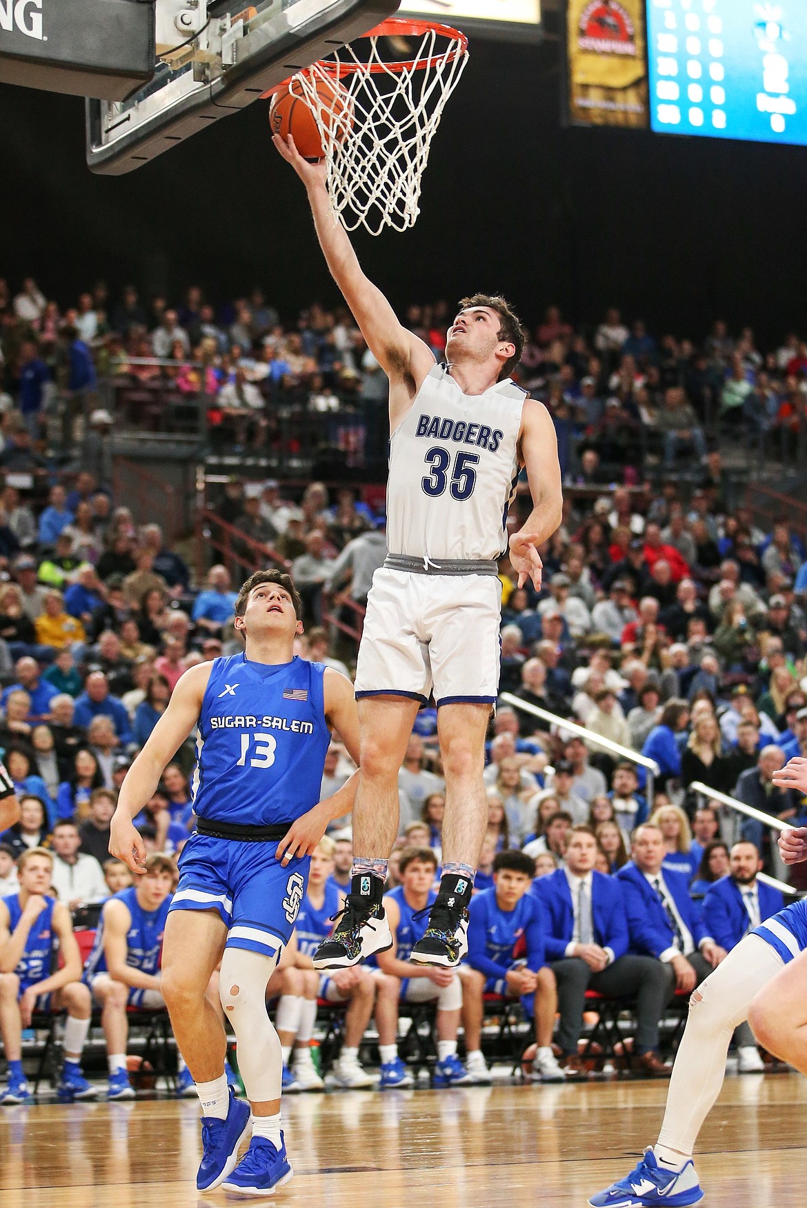 Braeden Blackmore with a layin against Sugar Salem at the 3A State Championship game March 4.