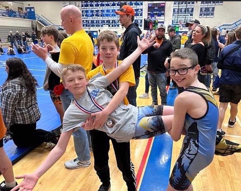 Libby Wrestling Club's Jackson Riddle, Diesel Hubble and Cody Katzer had plenty of fun at last weekend's tournament.