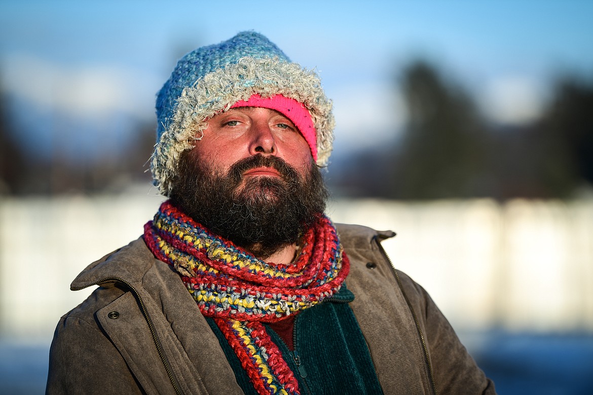 Bing Martinez outside the Flathead Warming Center in Kalispell on Tuesday, March 7. (Casey Kreider/Daily Inter Lake)