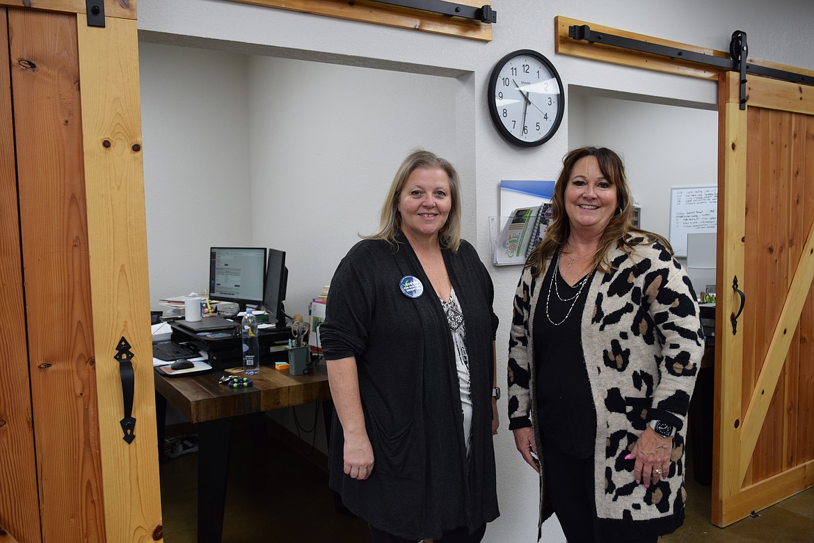 Moses Lake Chamber of Commerce Executive Director Debbie Doran-Martinez and Marketing Director Lori Robbins inside the chamber’s new office at 606 W. Broadway Ave.