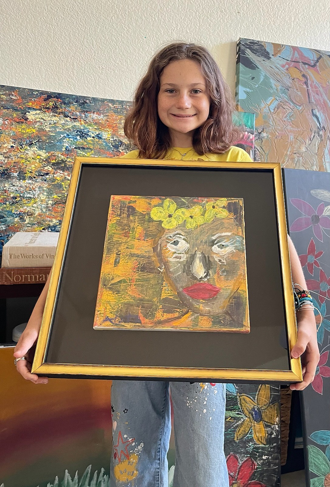 Abstract artist Teagan Roehrig is raffling off this painting to raise awareness and support for her mom's friend, Robin Bates, of Hayden. Bates has multiple sclerosis and is getting closer to his fundraising goals so he can undergo a life-changing stem cell operation.