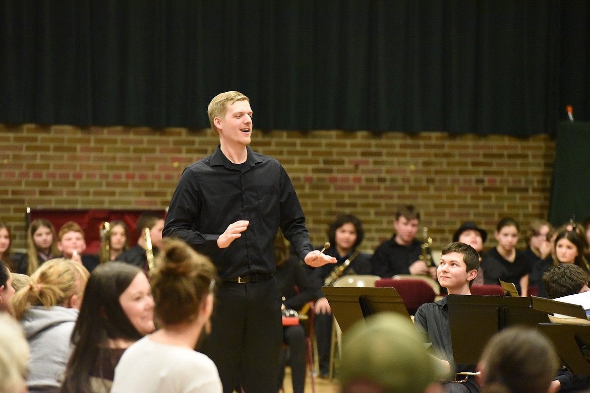 Libby Public School Band Director Brandon Boone led performers from elementary and middle school through a number of selections during the 2023 March Concert Thursday, March 9 at the Memorial Events Center. (Scott Shindledecker/The Western News)