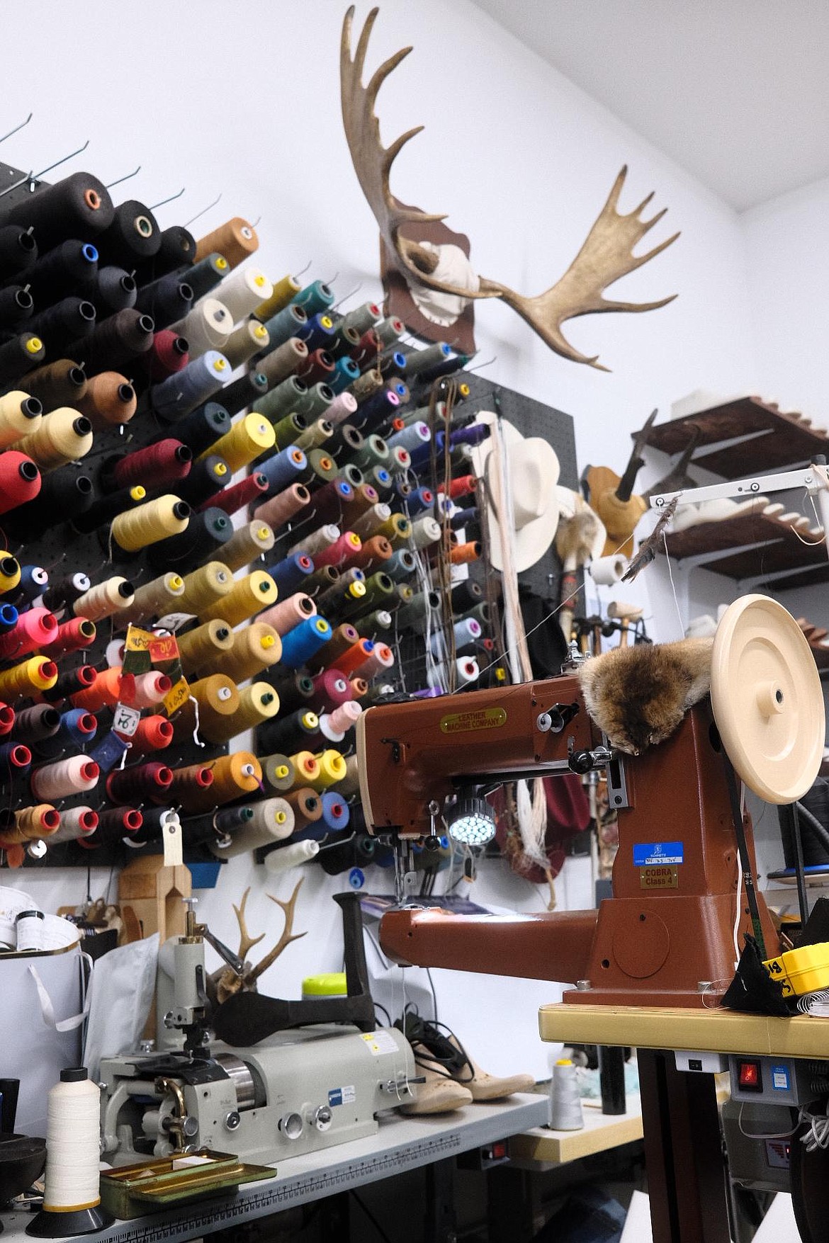 The interior of Milen Krastev's MAD Leather studio in Whitefish. (Adrian Knowler/Daily Inter Lake)