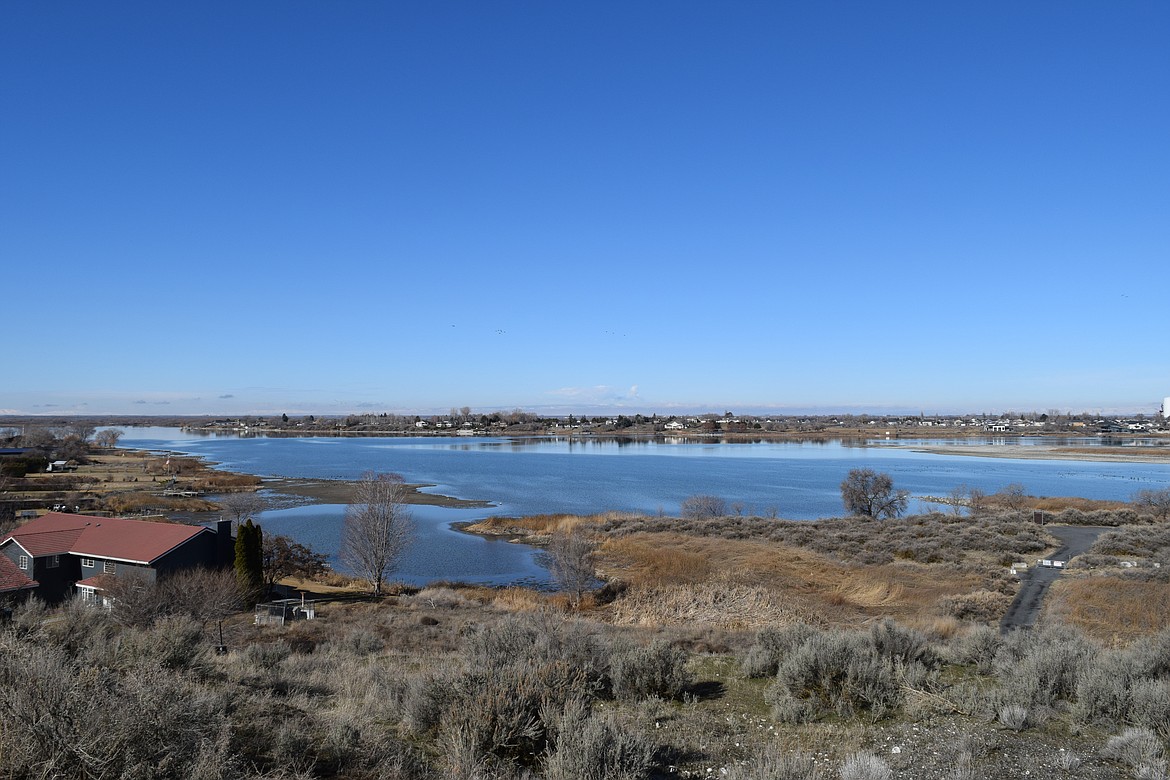 A late winter view of Moses Lake looking south toward Potholes Reservoir from Pelican Point on Saturday morning.