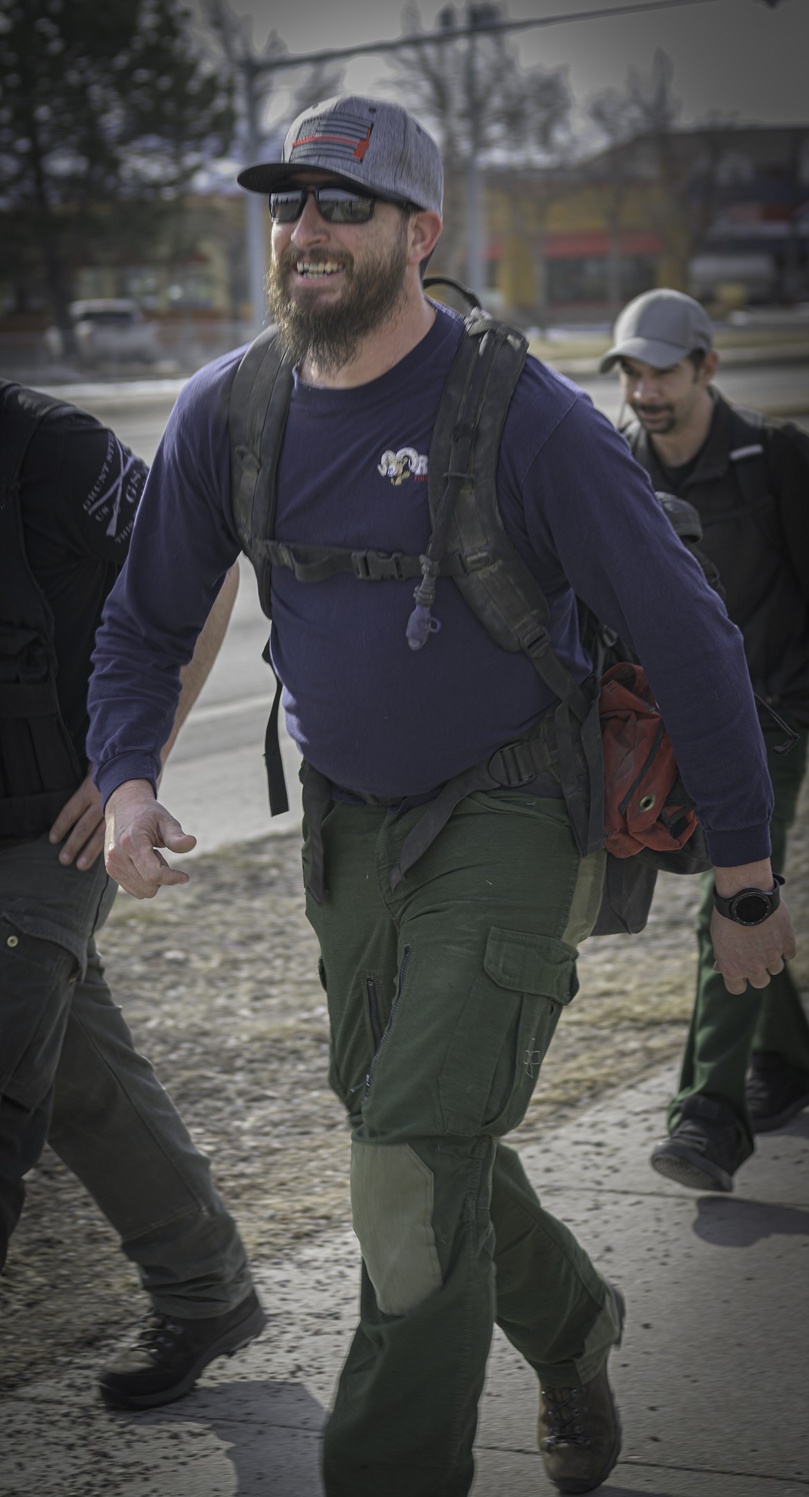 Josh Winfree does the 3-mile pack test during a recent wildland firefighter certification. (Tracy Scott/Valley Press)