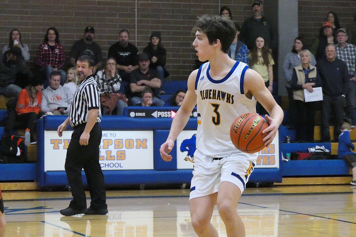 Thompson Falls sophomore Bryson LeCoure dribbles upcourt during a game earlier this year.  LeCoure was selected to the 7B All-conference second team this past weekend. (Chuck Bandel/VP-MI)