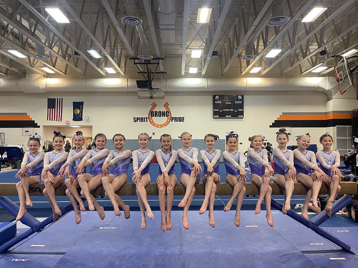 Courtesy photo
Avant Coeur Level 4s at Mismo Magical Meet in Missoula, Mont. From left are Ryleigh Salvador, Katy Grantham, Aurora Heath, Olivia Watson, Jonni Ridiolph, Tia Candelario, Braelyn Dally, Claire Baxter, Mia Fletcher, Stella Olson, Abigail Haler, Brooklyn Anderson, Kaylee Flodin and Reece Hodges.