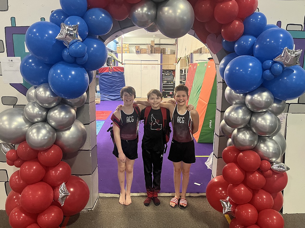 Courtesy photo
Avant Coeur Level 5s at men's state championships in Coeur d Alene, hosted by Avant Coeur Gymnastics. From left are Carson Kenny, Nathan Cohen and Blaide Cotten.