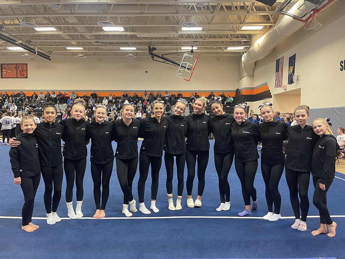 Courtesy photo
Avant Coeur Level 8-10 girls took 2nd Place Team at the Mismo Magical Meet in Missoula, Mont. From left are Kaylee Strimback, Kenzie Short, Avery Hammons, Sara Rogers, Jazzy Quagliana, Madalyn McCormick, Eden Lamburth, Maddy Edwards, Maiya Terry, McKell Chatfield, Kayce George, Claire Traub and Piper St John.