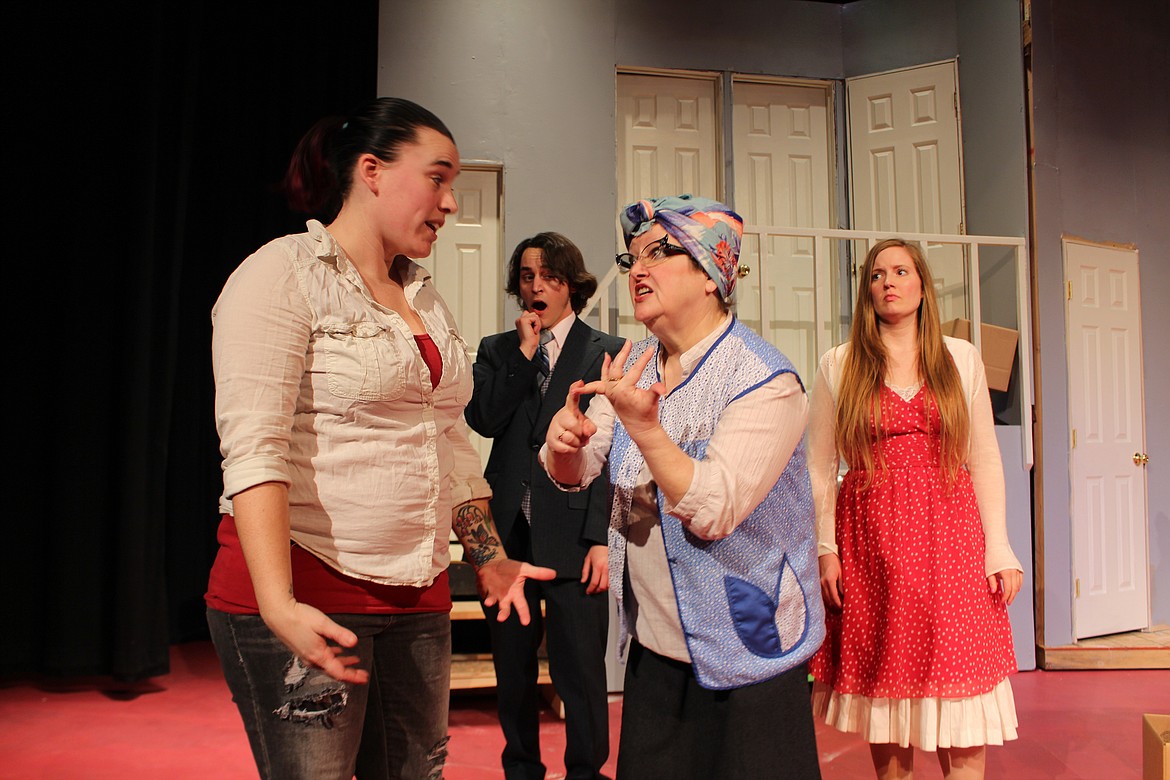 Cheri Barbre, right, with Penny Sanford, left, in the 2017 Masquers Theater production of “Noises Off.” Barbre is both an actor and director.