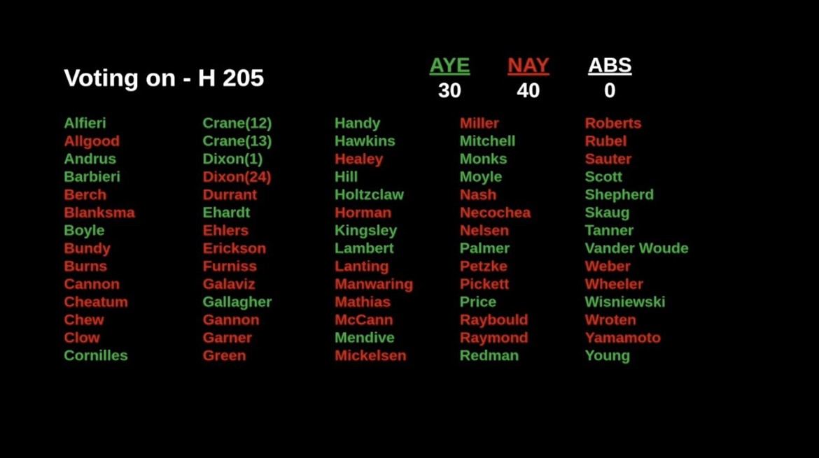 House Bill 205, which would have restricted who can vote by absentee ballot, failed in the Idaho House on March 13, 2023.