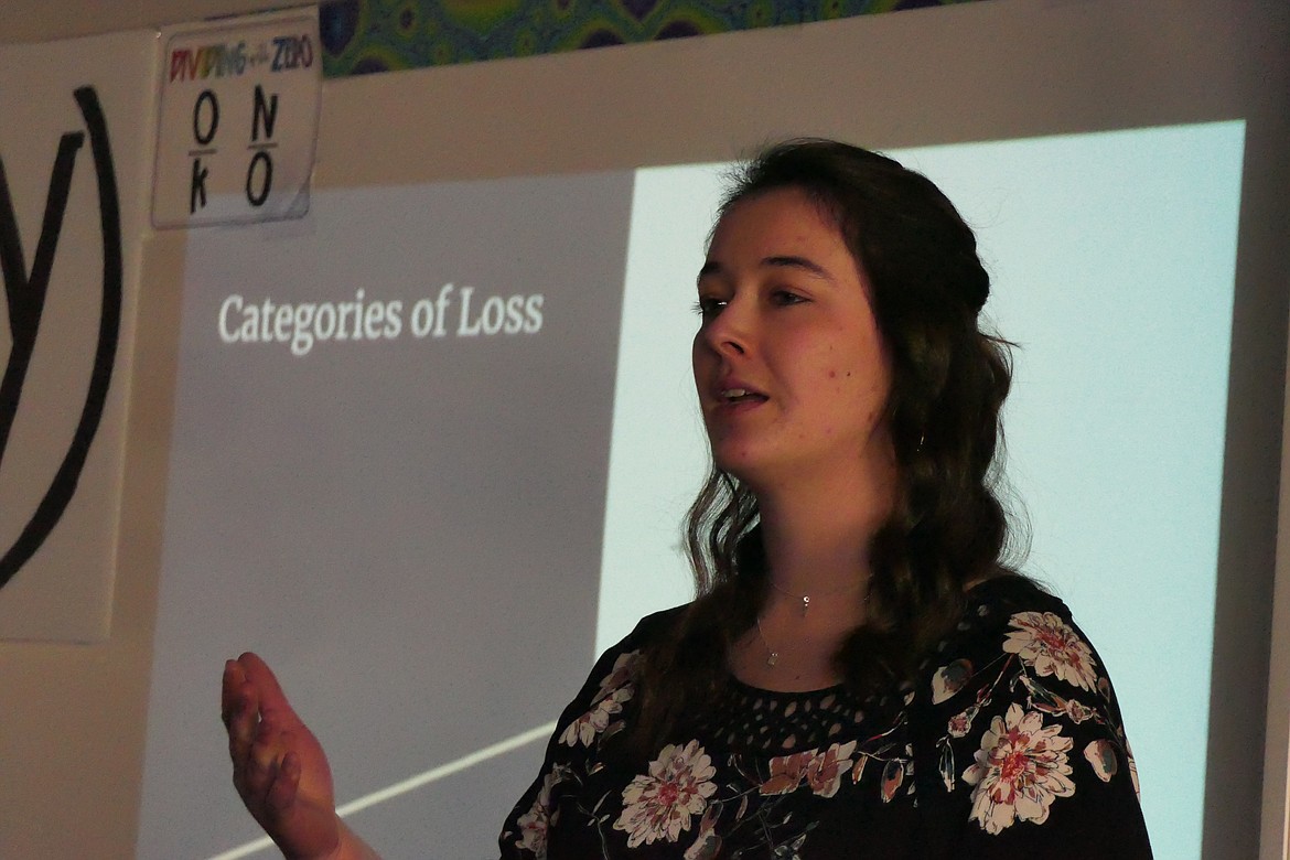 Senior category runner-up Anna Hafner shares her communication topic "The Grieving Heart" during the 4-H Communications competition Sunday at Plains High. Hafner was runner-up in the competition, earning her a trip to the State Finals later this year in Bozeman. (Chuck Bandel/VP-MI)