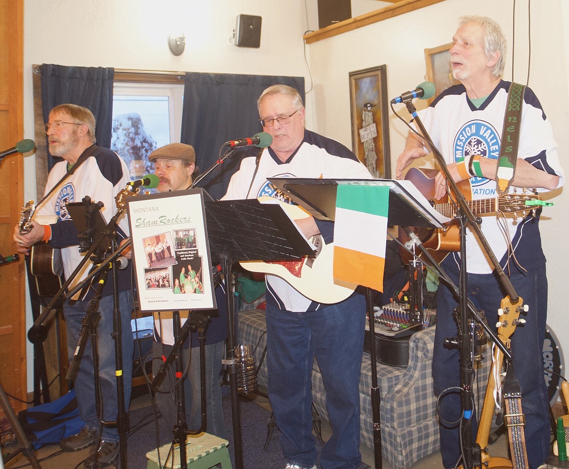 The Montana ShamRockers crooned Irish tunes for the Mission Valley Ice Arena benefit, held last Friday at Glacier Brewing Company. (Kristi Niemeyer/Leader)