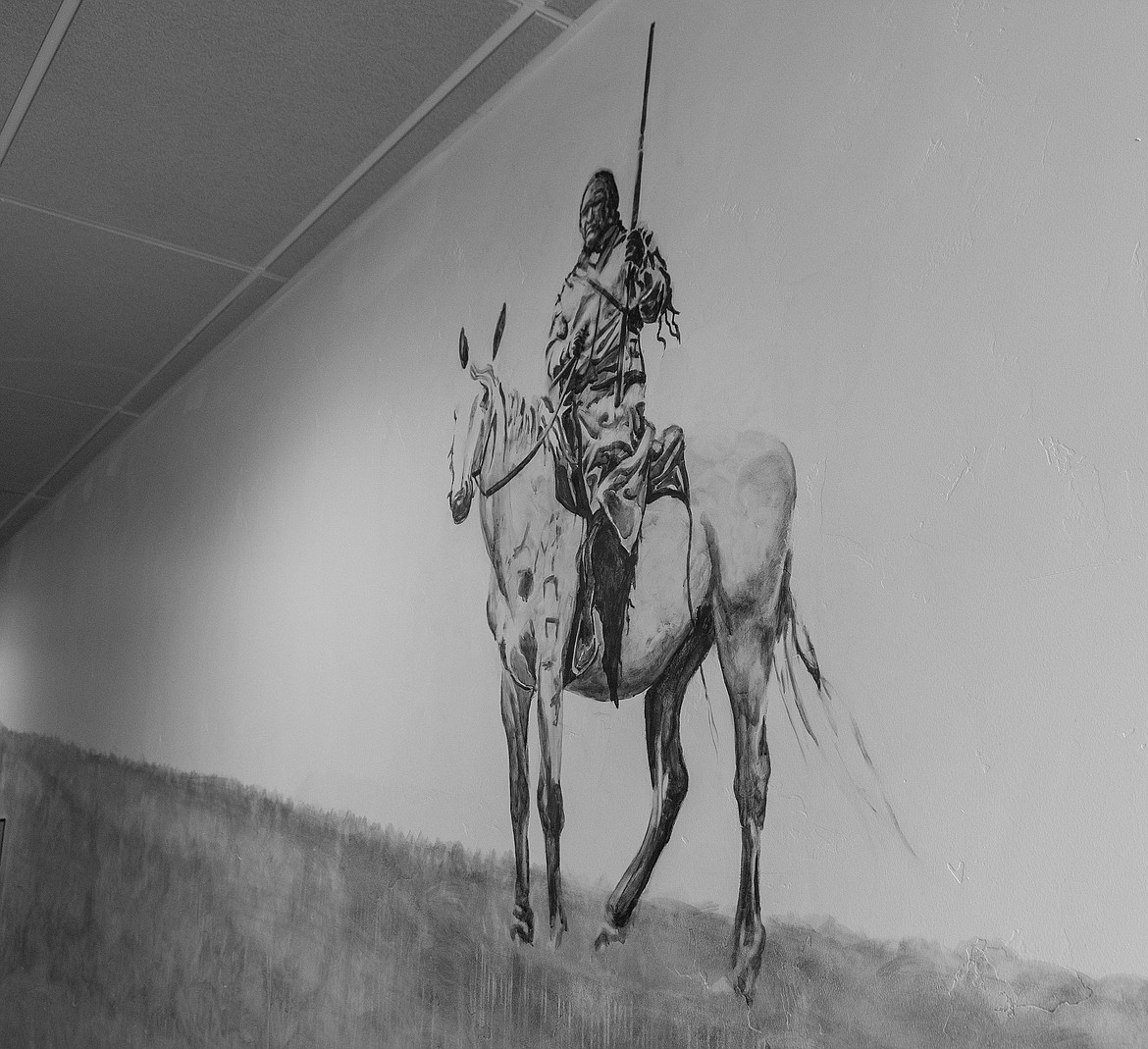 A Blackfeet hunter graces one of the hallways.