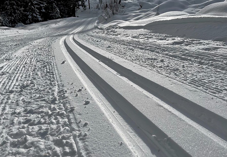Freshly groomed tracks at Round Meadows where the trails are maintained by the Glacier Nordic Club and the Tally Lake Forest service. (Photo provided).