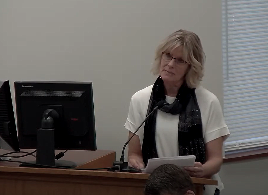 Monika Klennert of Coeur d’Alene speaks Monday during the Coeur d'Alene School Board meeting.