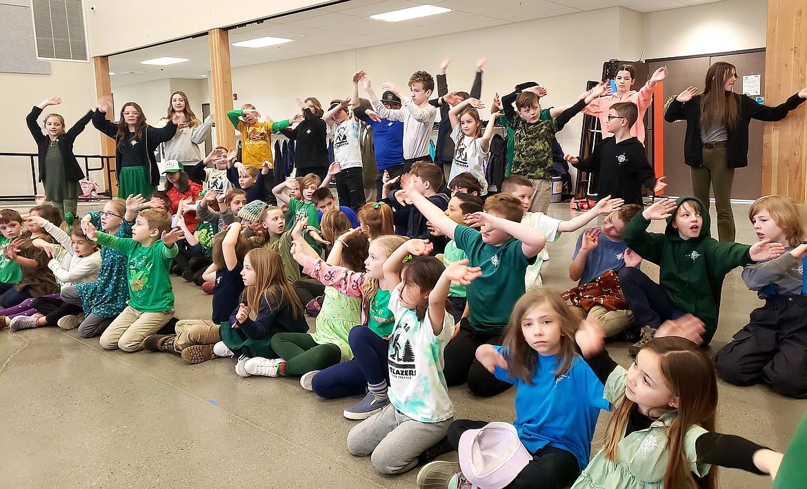 Students from Hayden Canyon Charter practice a song from the upcoming pop-up play, Aladdin by the Missoula Children's Theatre. The play is produced from start to performance in five days featuring students from the school, who learn their lines and parts during that time.