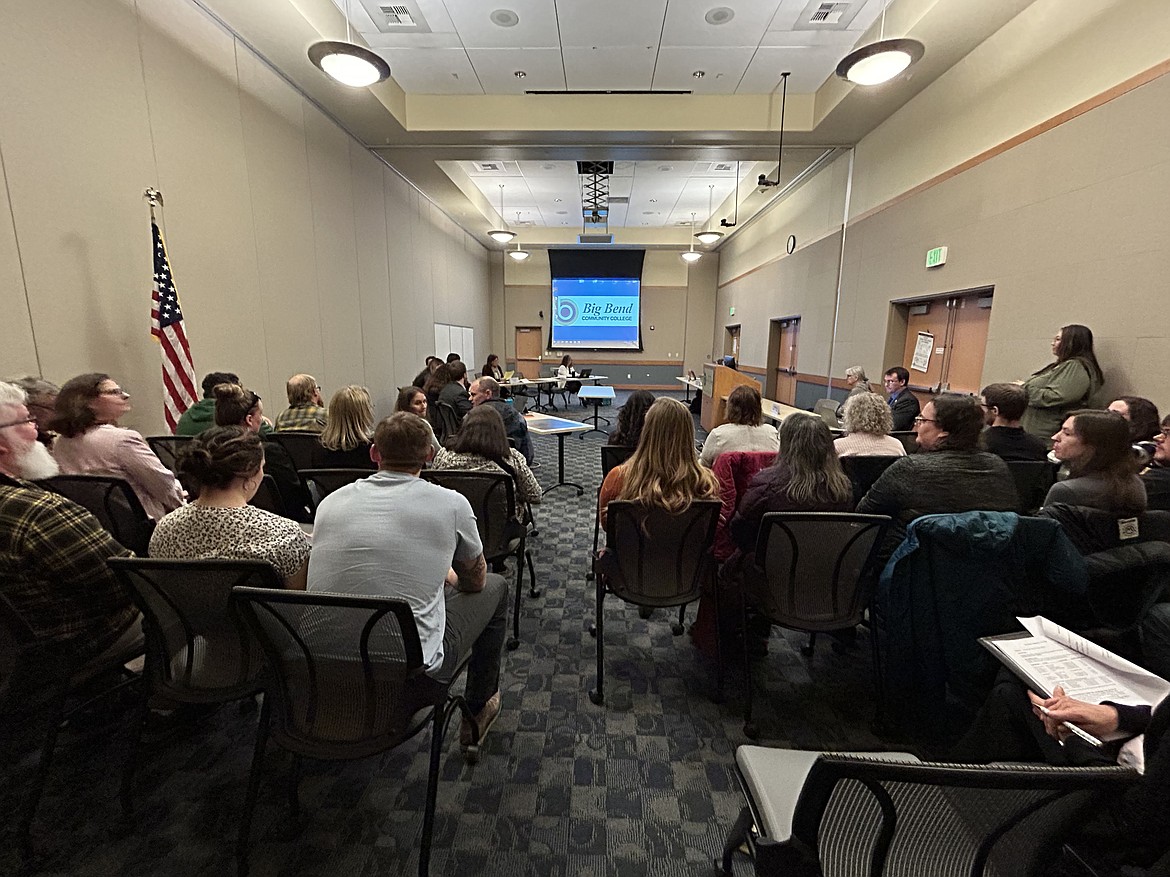 Big Bend Community College faculty gather at the college’s regular Board of Trustees meeting on Wednesday. During the meeting, BBCC President Sara Thompson Tweedy said the school wants to expand its course offerings in Mattawa.