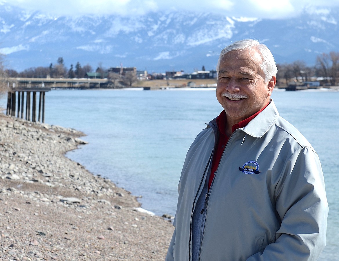 Lake County Commissioner Bill Barron stands next to the area along the Flathead River that will house two new boat ramps. Construction is expected to begin this spring on the project adjacent to the Polson Fairgrounds. (Kristi Niemeyer/Leader)