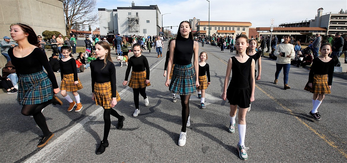 Members of Northern Dance Academy in Hayden perform during the St. Patrick's Day Parade on Saturday in Coeur d'Alene.