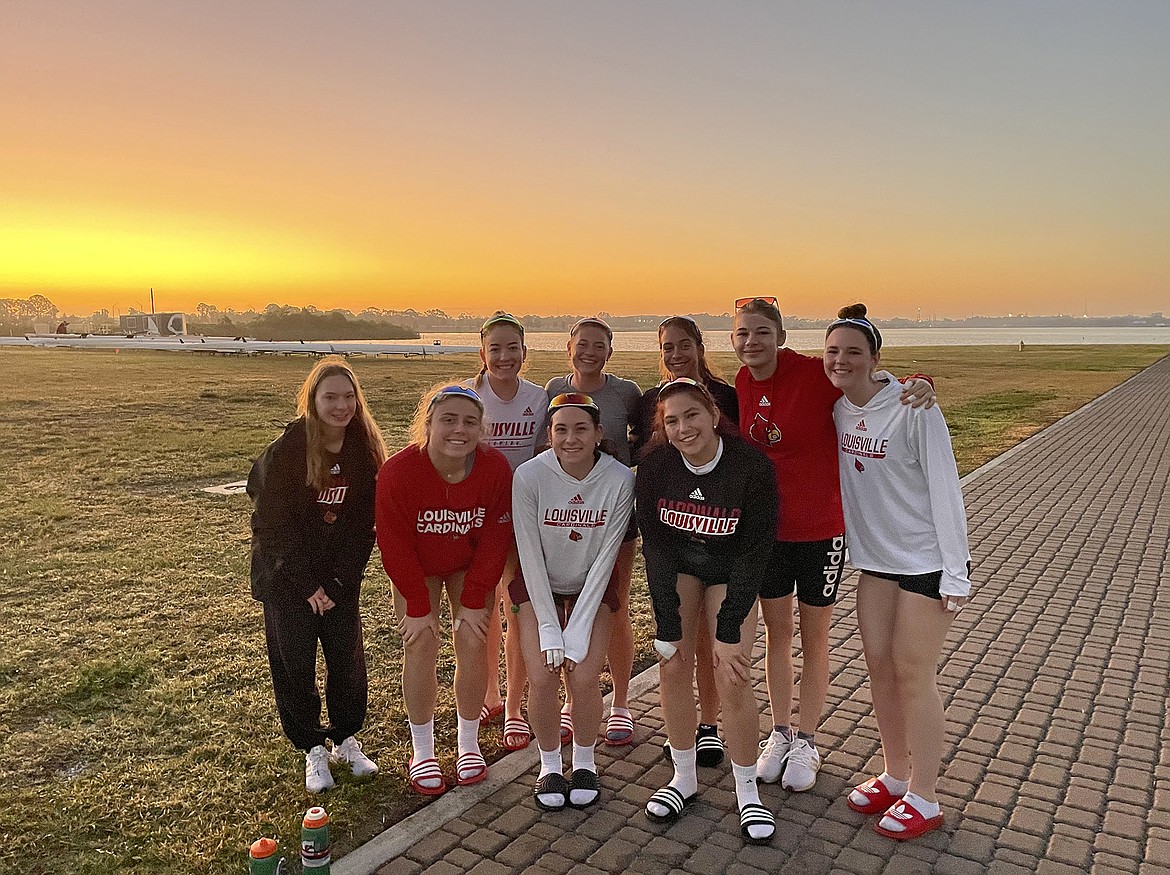 The University of Louisville rowing team on a winter training trip to Florida. Whisenand is on the far right in photo. (Photo provided)
