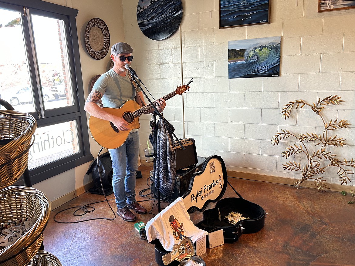 Rylei Franks, a Soap Lake native, played his guitar at Love and Lumber during Brews and Tunes Saturday.