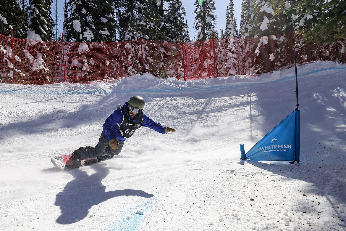 Competitors race in the 24th annual Nate Chute Banked Slalom and Boardercross event at Whitefish Mountain Resort on Sunday, March 19. (JP Edge photo)