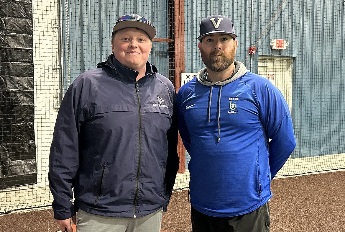 The coaches for BBCC Baseball Chase Tunstall, left, and Ryan Doumit, right. This is Tunstall’s second year as head coach while Doumit has been with the team for eight years.