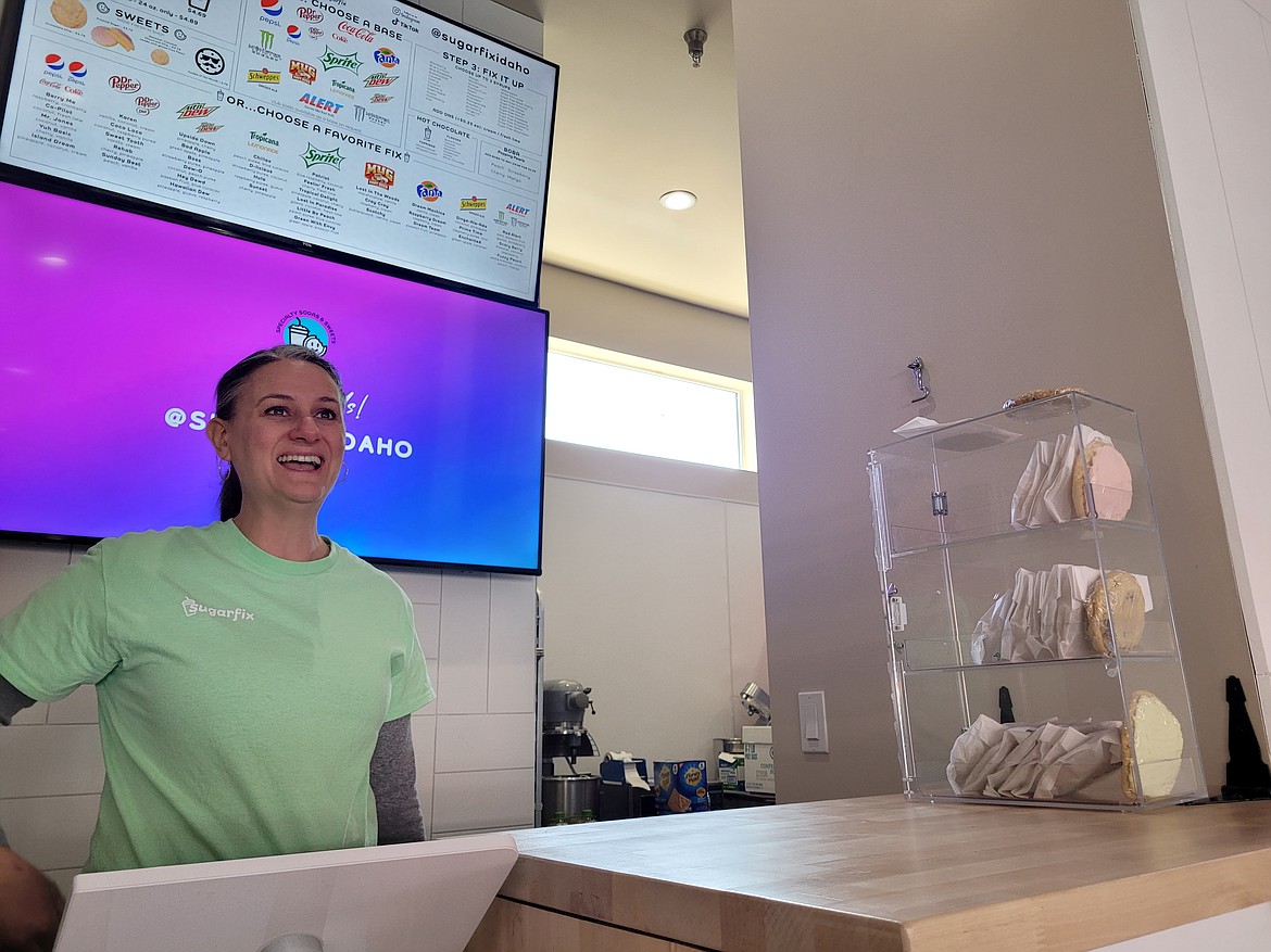 Sugarfix owner Denyce Moyers, seen in the Post Falls Pavilion food court, loves bringing joy to her customers with fresh-baked treats and sweet drinks. She is looking forward to employing teens and giving them a wholesome place to hang out.