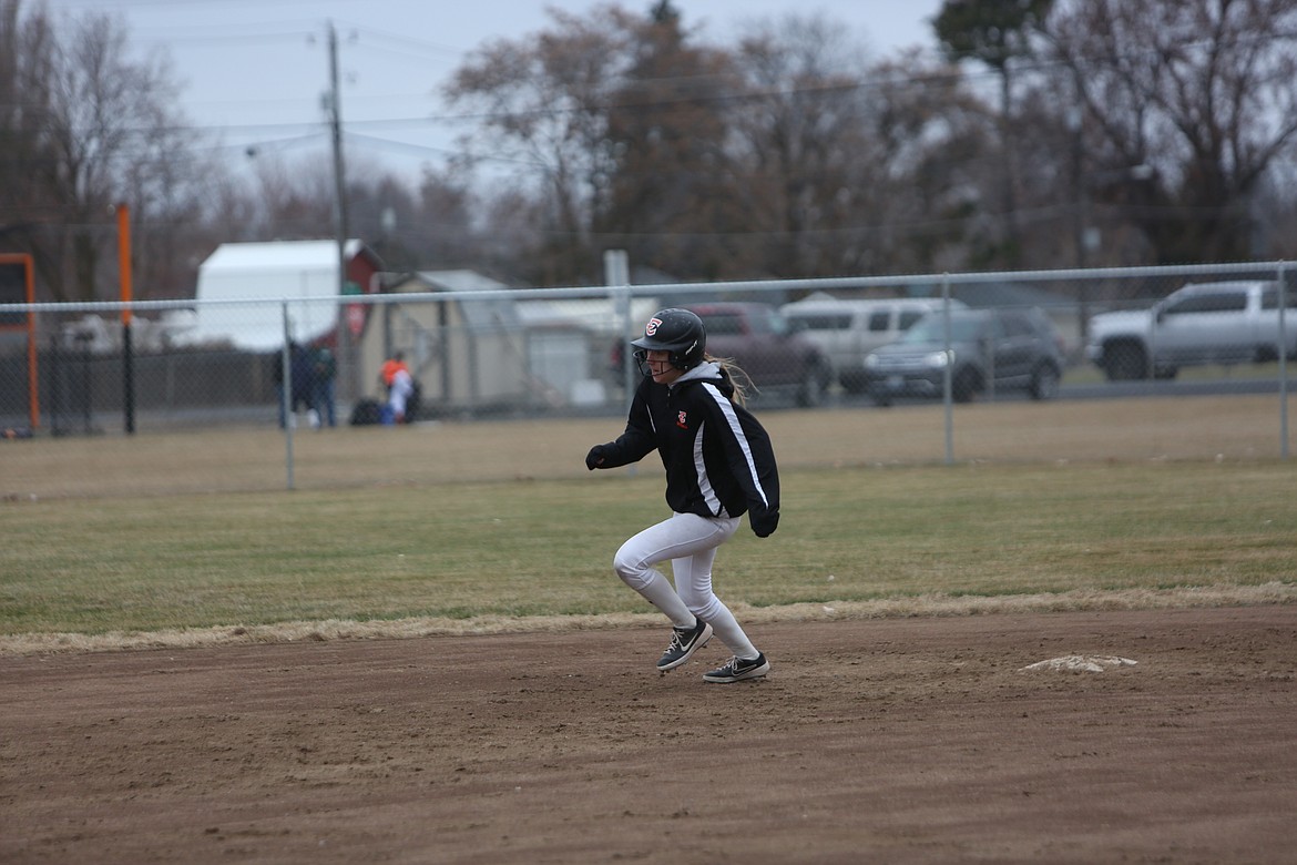 Ephrata sophomore Tori Falconer runs from second to third base during a scrimmage in practice on March 20.