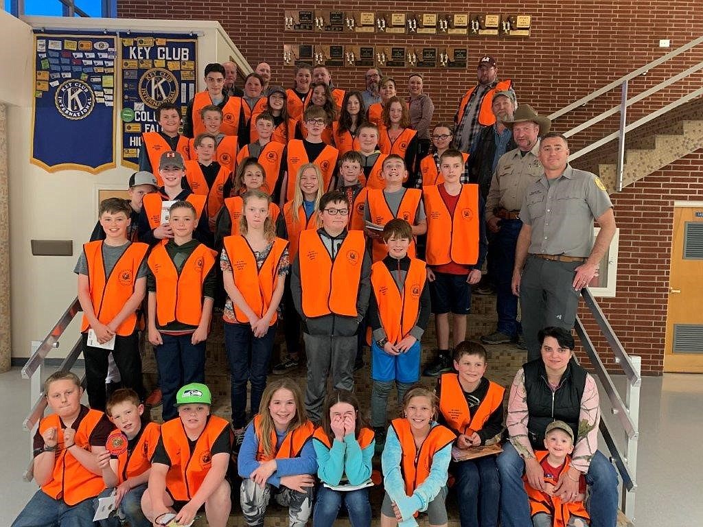 Columbia Falls area youth Hunter Education graduates with their hunter orange vests. (Photo courtesy Flathead Wildlife, Inc.)