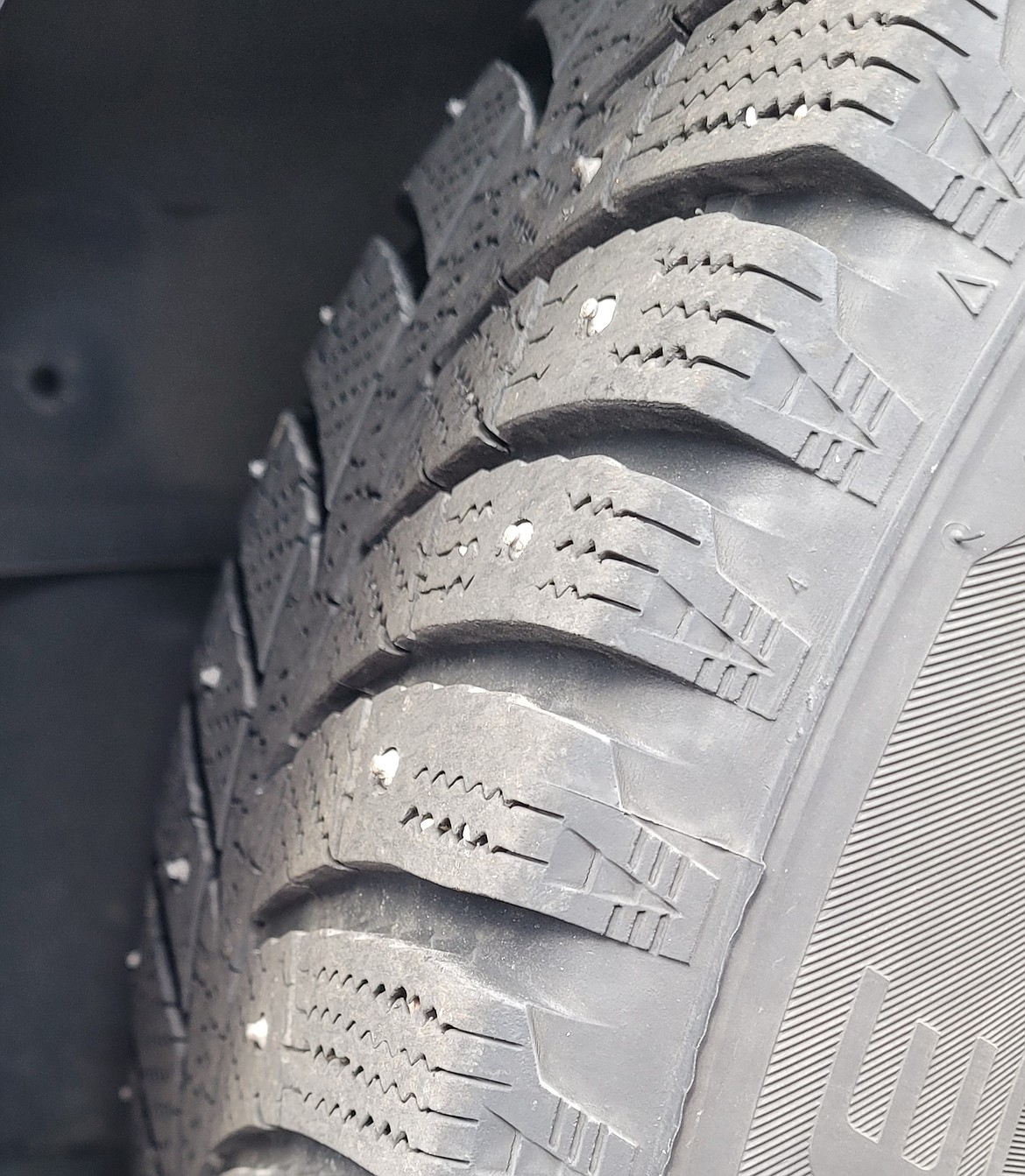 Studded tires, like the one pictured here, are legal in Washington from Nov. 1 to March 31. After that, continued use may lead to a fine.