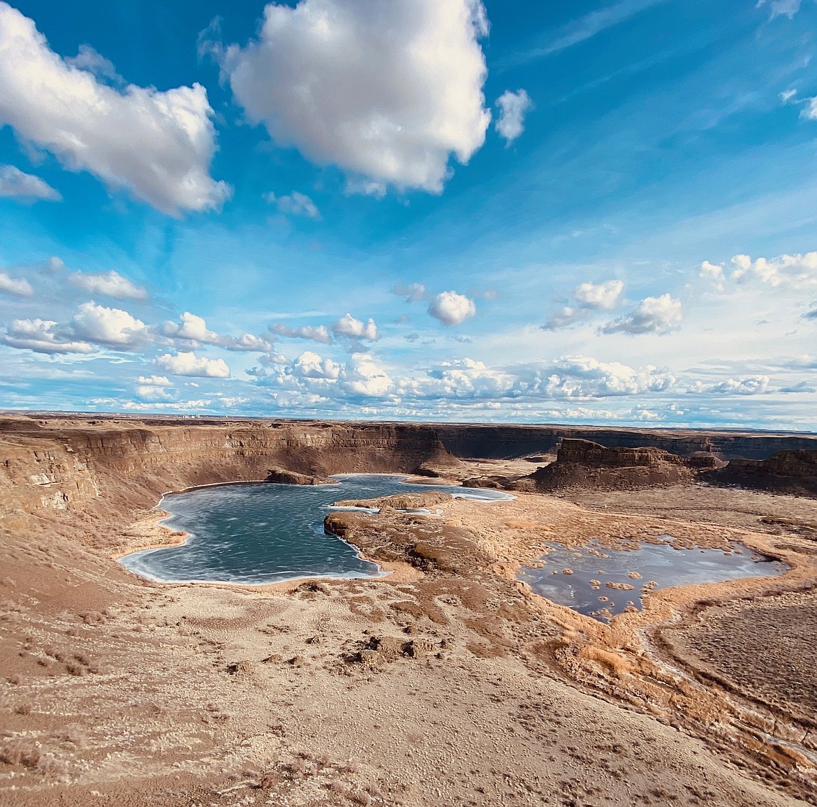 Dry Falls Lake, which Dave Graybill describes as “a spectacular place to fish,” especially for fly fishermen, where the rainbow, brown and tiger trout abound.