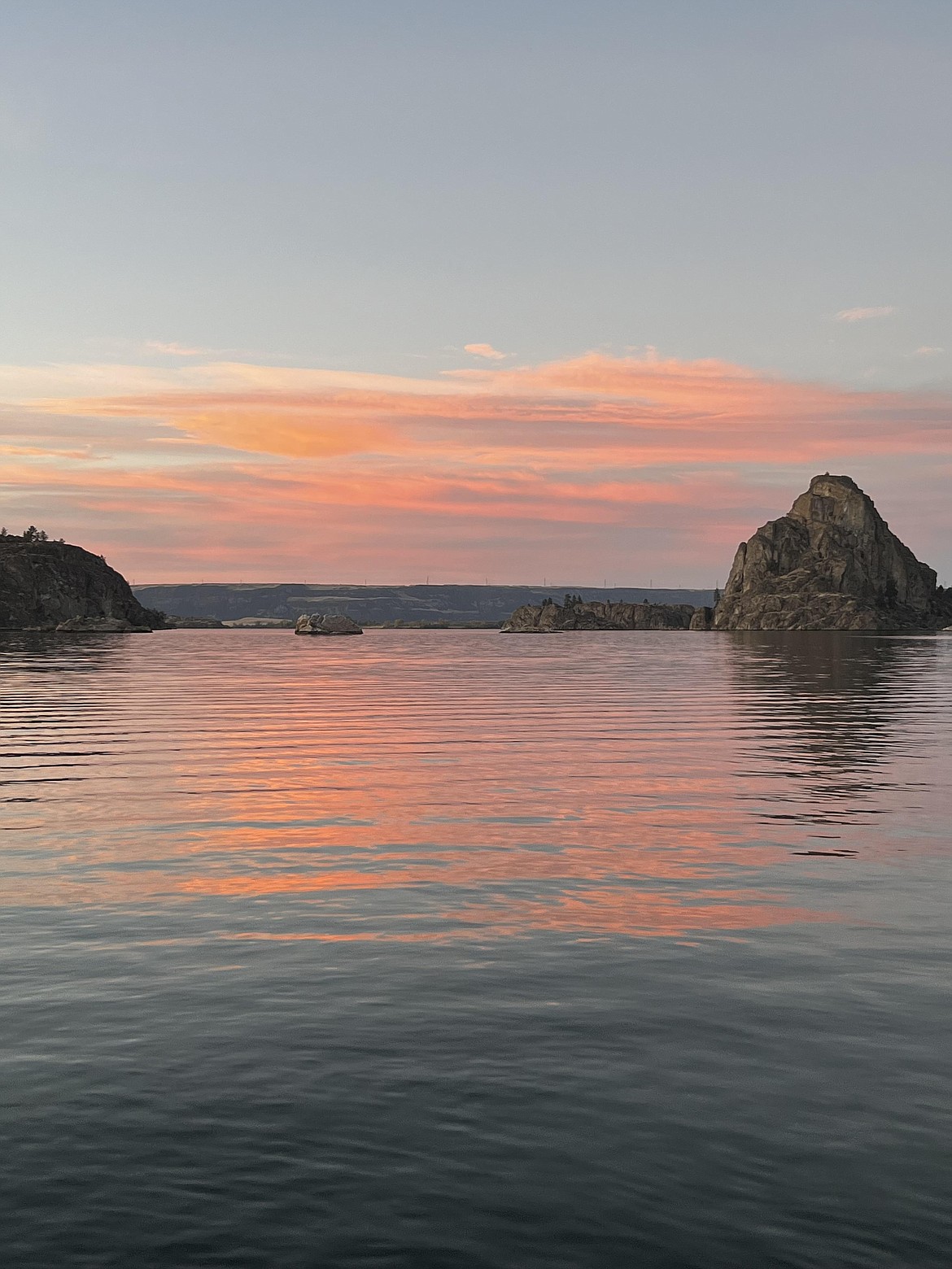 Sunset on Potholes Reservoir, which is another great time to catch rainbow trout, according to Dave Graybill.