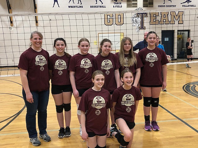 Courtesy photo
The maroon team won the 6th-8th grade division in the Spirit Lake youth volleyball league. In the front row from left are Willow Mattson and Lillee Ward; and back row from left, coach Sharon Olson, Preslie Lynch, Abbie Posch, Molly Reynolds and Elena Smith.