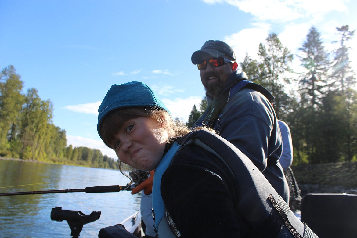 Macey Bodily shows she’s having a good time on the fishing trip sponsored by Youth Outdoors Unlimited.