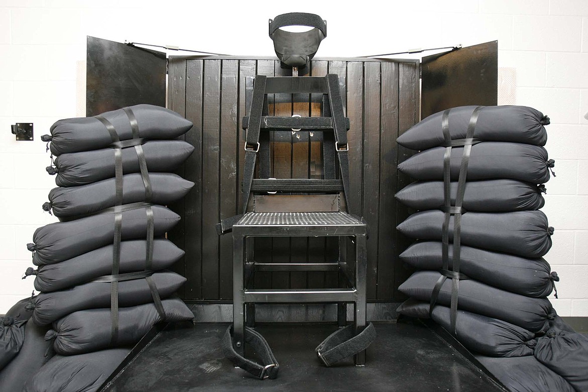 A chair sits in the execution chamber at the Utah State Prison on June 18, 2010, after Ronnie Lee Gardner was executed by firing squad in Draper, Utah. Idaho lawmakers passed a bill on March 20, 2023, that would authorize the use of firing squads if the state is unable to obtain drugs required for its lethal injection program. The bill will head to the desk of Idaho Gov. Brad Little next. (Trent Nelson/The Salt Lake Tribune via AP, Pool, File)