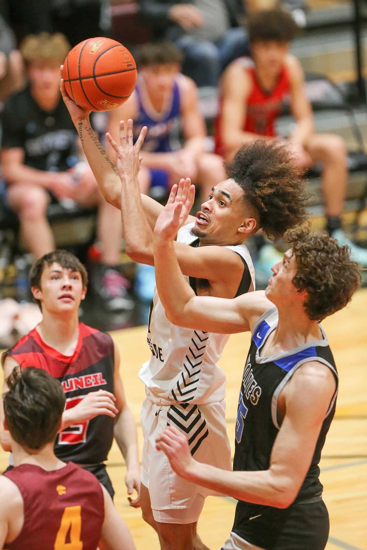 JASON DUCHOW PHOTOGRAPHY
Lakeside senior guard Vander Brown drives into the key during the first half of the 20th annual boys Idaho High School All-Star Basketball Game at North Idaho College.