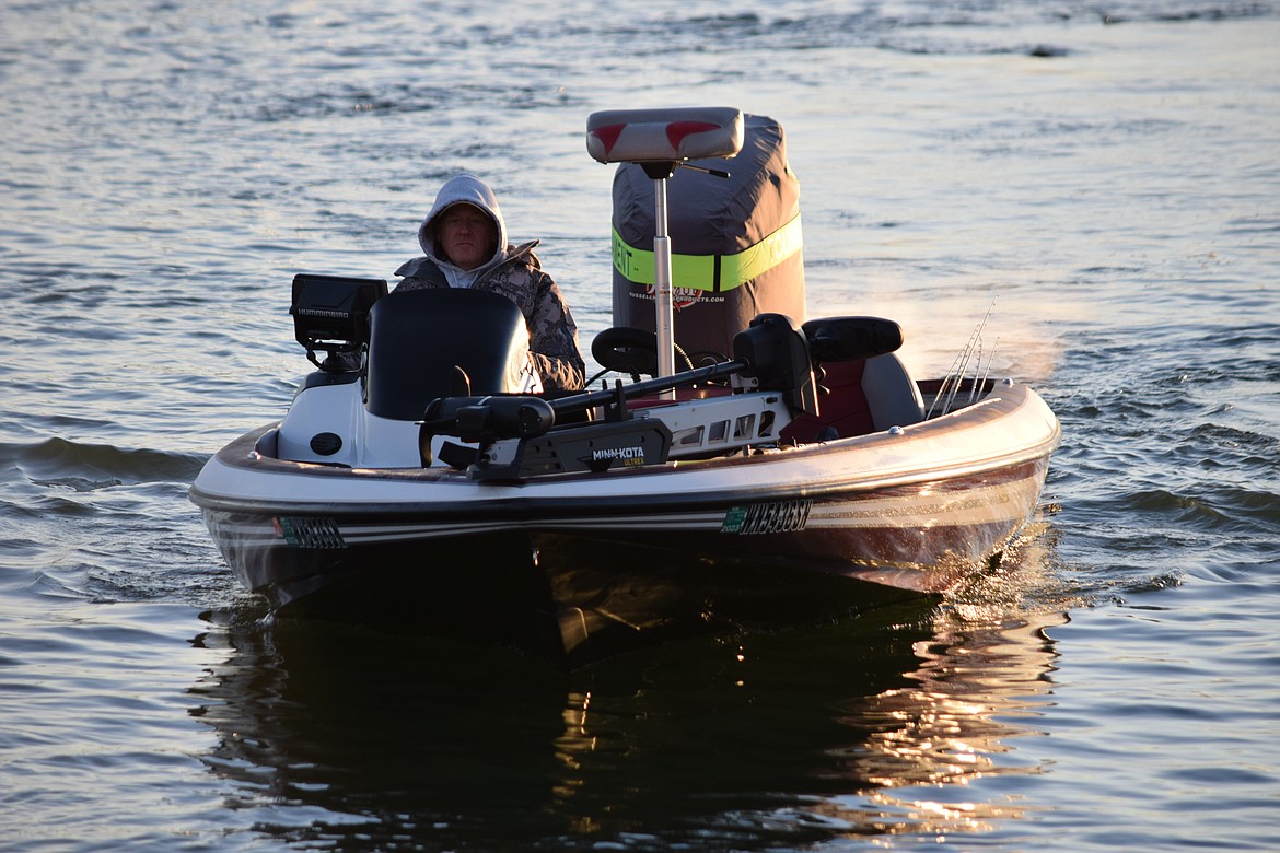 A boater with the Panhandle Bass Anglers approaches the boat launch at Blue Heron Park in Moses Lake on Saturday to pick up additional team members during the association’s first major tournament of 2023 here in Moses Lake.