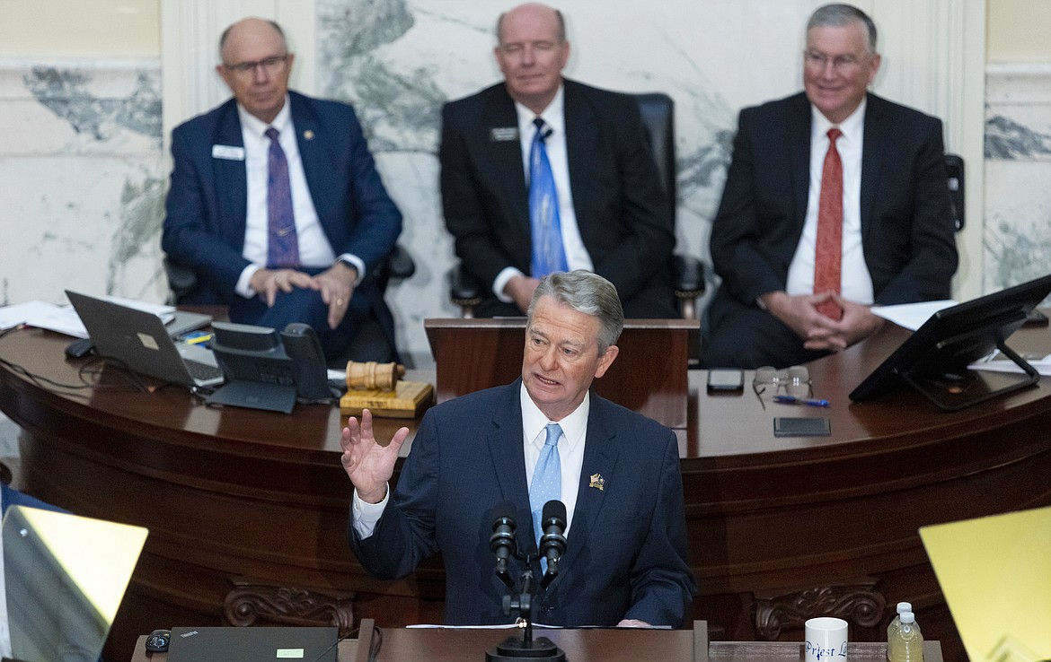 Idaho Gov. Brad Little vetoed a major property tax bill on Monday, calling on the Idaho Legislature to bring him a new bill and get the property tax issue right. Above, little is pictured delivering his 2023 State of the State address in January.