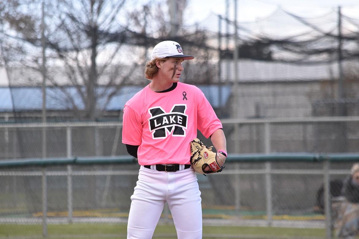 Moses Lake senior Michael Getzinger stands on the mound during a game against Wenatchee in the 2022 season. The Mavericks will face off against Eisenhower three times this week.