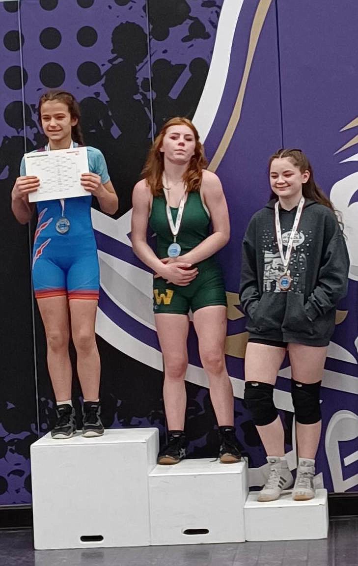 Superior fifth grader, Karissa Kelsey took first place at the Western Montana Finals in Polson earlier this March; it was only Kelsey's first year wrestling. (Photo courtesy/Morgan Kelsey)