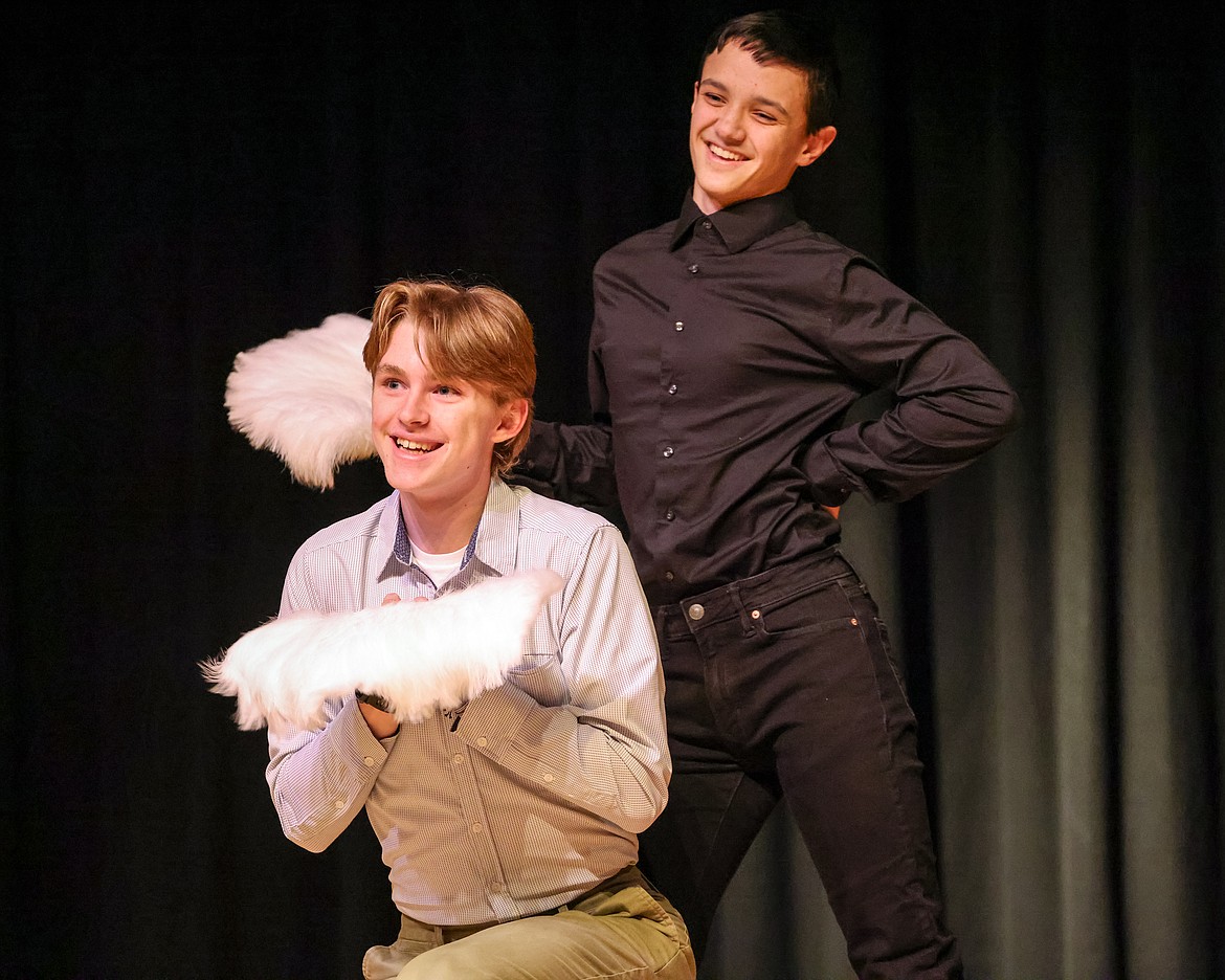 Quinn Clark and Cash Byrd perform at the Night at the Movies at Columbia Falls High School on March 21. (JP Edge photo)