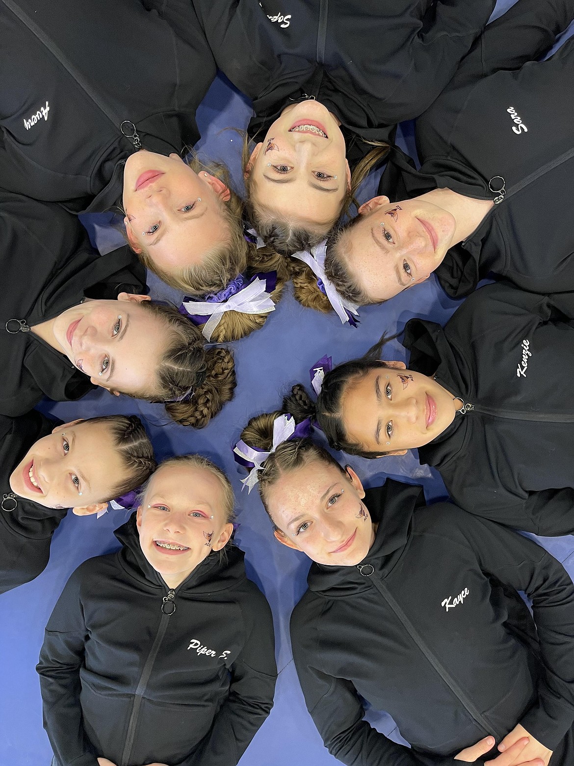 Courtesy photo
Avant Coeur Gymnastics Level 8s took 2nd Place Team out of all Level 8s in Idaho at the Idaho state championships in Pocatello. In the front row from left are Kaylee Strimback, Piper St John and Kayce George; second row from left, Claire Traub and Kenzie Short; and back row from left, Avery Hammons, Sophia Elwell and Sara Rogers.